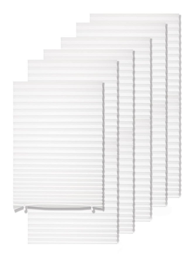 MYshade 6 Pack Temporary Light Filtering Paper Shades for Windows,Paper Pleated Blinds with Adhesive,No Tools No Drilling Free Cut Size Temporary Room Darkening Shades(White, 36" W x 72" H) - Image 1
